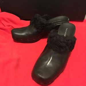 Naturalizer, fur trimmed slip-ons, size 8.5